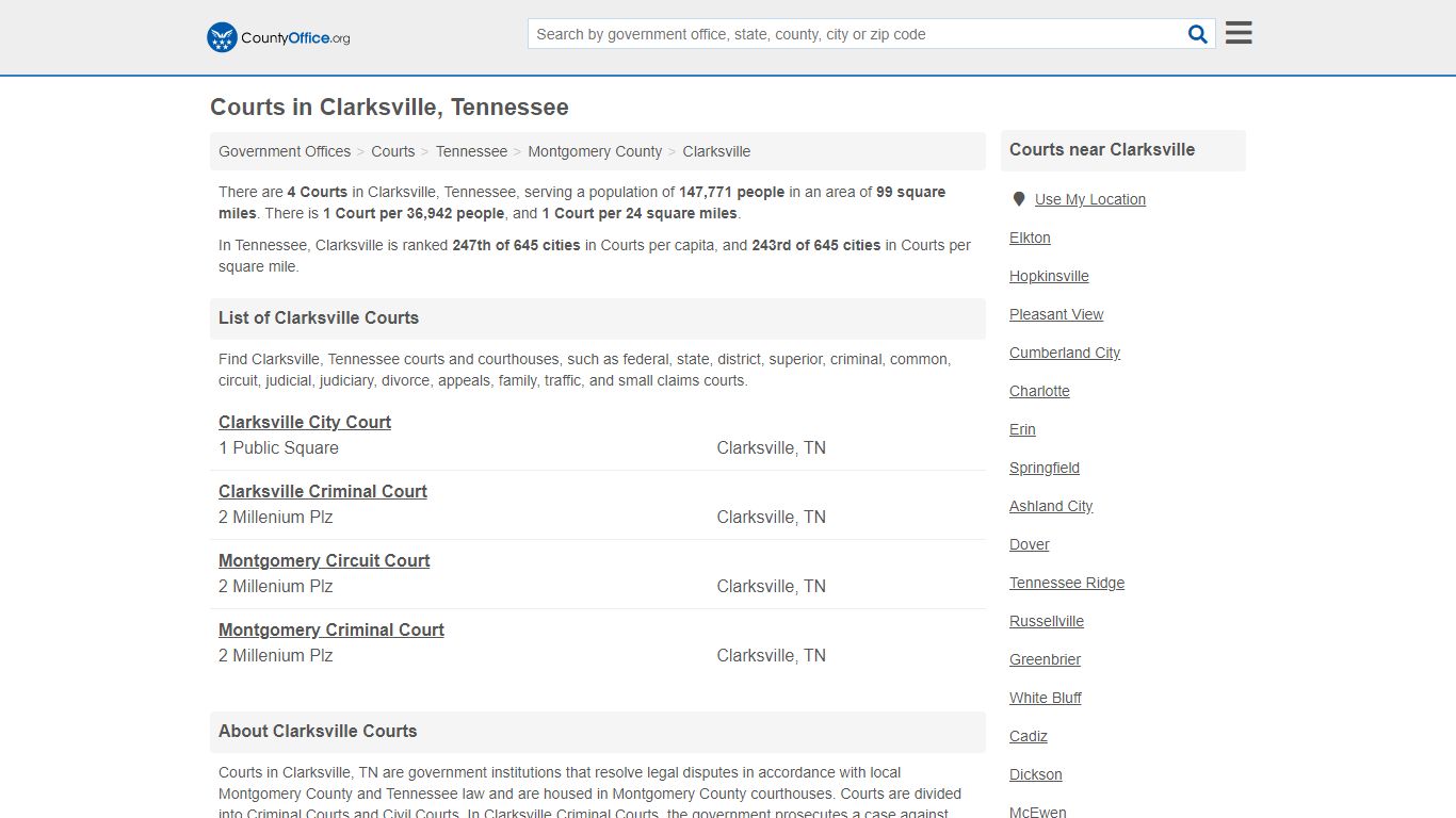 Courts - Clarksville, TN (Court Records & Calendars)